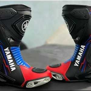 Yamaha Motorcycle Motorbike Racing Leather Boots Biker Shoes