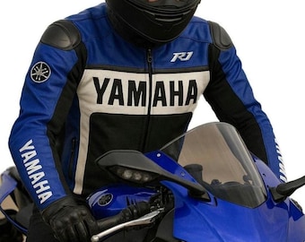 Chaqueta de carreras de moto Yamaha MotoBike de cuero de vaca