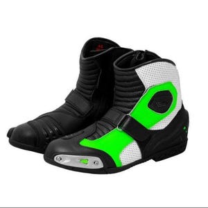 Kawasaki Half Long Motorcycle Moto GP Leather Racing Shoes Motorbike Boots