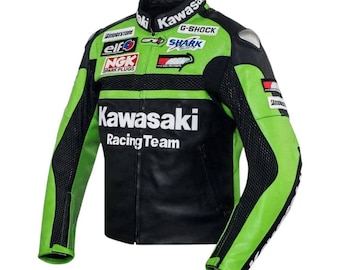 Kawasaki MotoBike Motorrad Racing Jacke CowHide Lederjacke