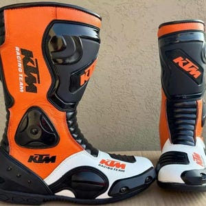 KTM Motorcycle Motorbike Racing Leather Boots Biker Shoes