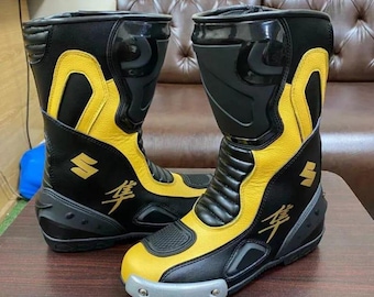 Suzuki Motorcycle Racing Boots Sportbike Track Riding Gear Rider Shoes