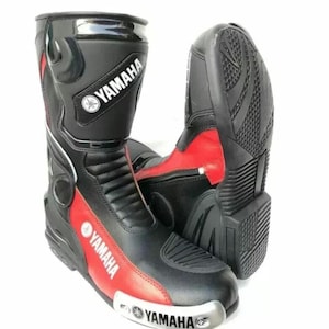 Yamaha Motorcycle Motorbike Racing Leather Boots Biker Shoes