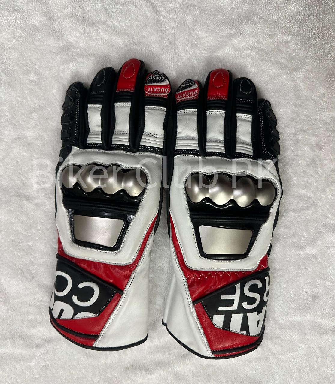 Ducati Corse C5 Leather Motorcycle Gloves Racing Sport Bike Riding Gloves For Men