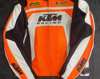 KTM MotoBike Orange And Black Motorcycle Racing Jacket CowHide Leather jacket