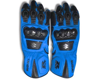 Suzuki GSXR  Motorcycle MotorBike MotoGP Racking Leather Gloves MotorBike