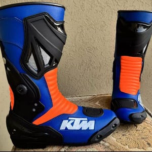KTM Motorcycle Motorbike Racing Leather Boots Biker Shoes