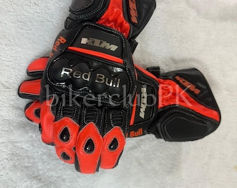 KTM Motorcycle Leather Racing Gloves Motorbike Riding Gloves