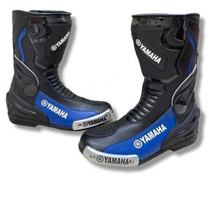 Yamaha Motorcycle Motorbike Racing Leather Boots Biker Shoes
