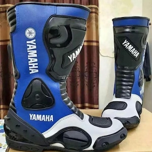Yamaha Motorcycle Motorbike Racing Leather Boots Biker Shoes