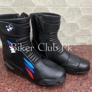 BMW Motorcycle Half Long Leather Shoes Motobike Biker Boots