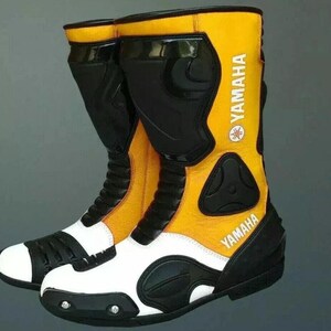 Yamaha Motorcycle Motorbike Racing Leather Boots Biker Shoes
