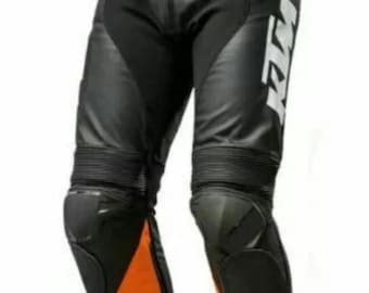 CE-goedgekeurde leren motorracebroek: kniebeschermers, beschermende kleding