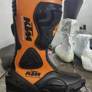 KTM Motorcycle Motorbike Racing Leather Boots Biker Shoes