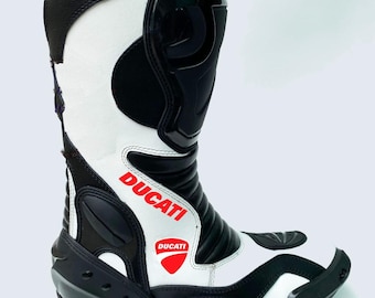 Ducati Motorcycle Racing Boots Red White And Black Sportbike Track Riding Gear Rider Shoes