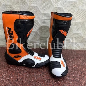 KTM Motorcycle Motorbike Racing Leather Boots Biker Shoes