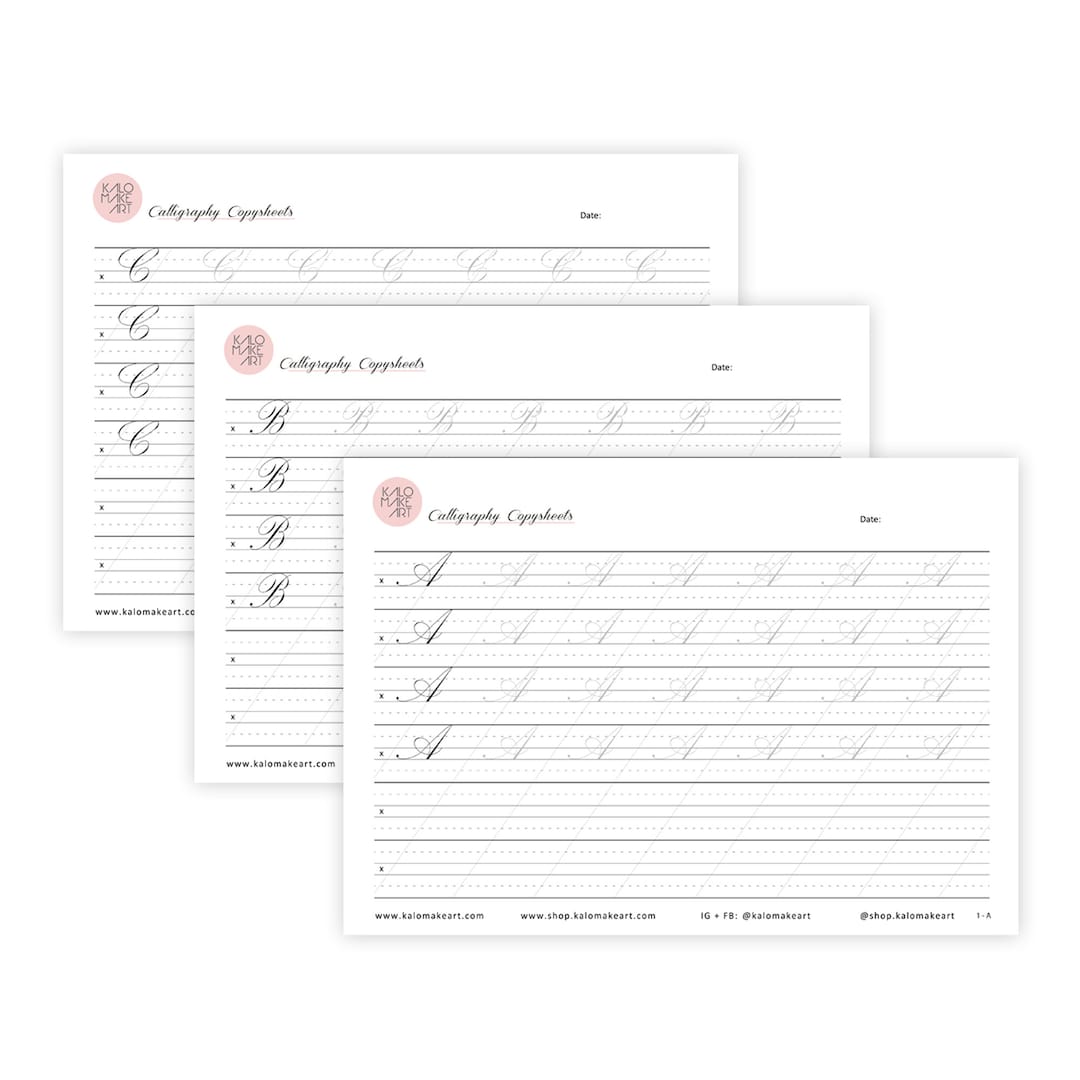 K Engrosser Script CLASSIC CAPITAL Printable DIGITAL Calligraphy Copysheets | Pointed Pen ...