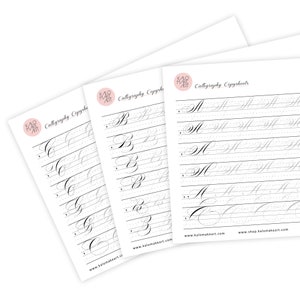 FLOURISH CAPITAL Druckbare DIGITALE Kalligraphie Copysheets | Schreibfeder Arbeitsblatt | Copperplate Engrosser's Script Alphabet Guide