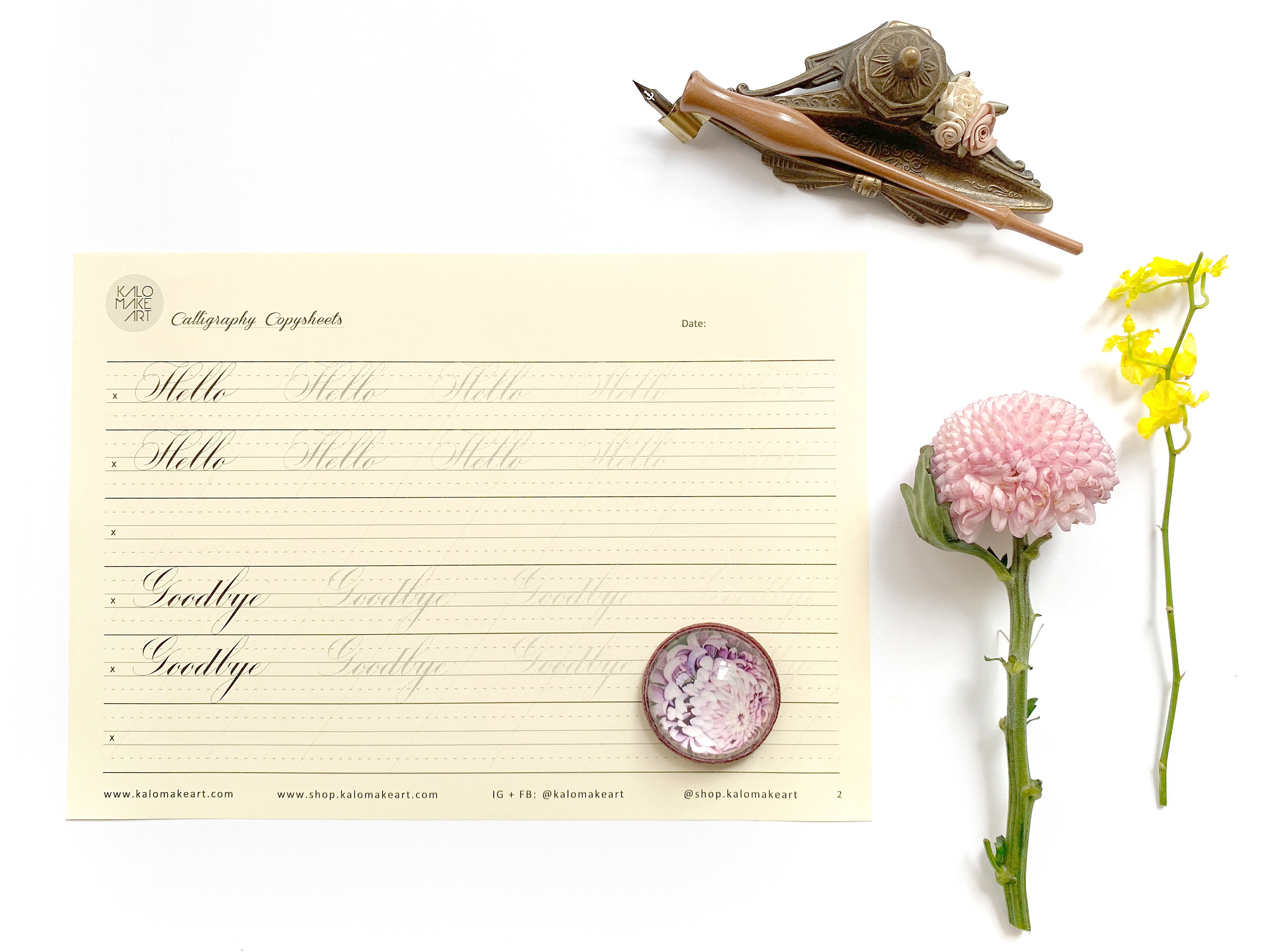 MODERN BEGINNER Printable DIGITAL Calligraphy Copysheets Pointed Pen ...