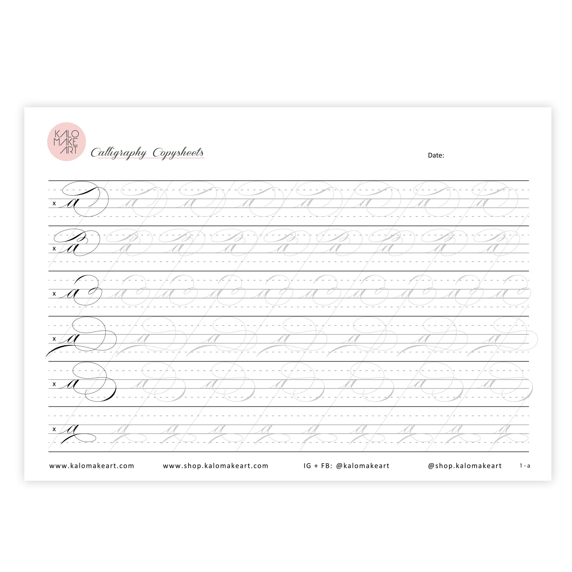 FLOURISH LOWERCASE Printable DIGITAL Calligraphy Copysheets | Etsy