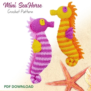 Mini Seahorse Crochet Pattern, Amigurumi Sea Animal PDF, DIY Ocean Plush Toy, Easy Crochet Tutorial, Instant Download