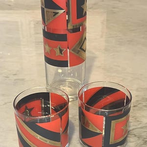 Red and Gold Glassware - Etsy