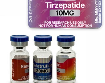 Peptide Vial Labels for 3mL & 5mL Vials | 1.5" x 0.75" Labels | Waterproof, Oil-Proof, Durable
