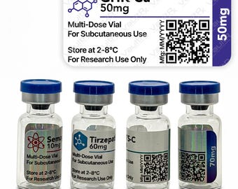 Peptide Vial Labels for 3mL & 5mL Vials | 1.5" x 0.75" Labels | Waterproof, Oil-Proof, Durable