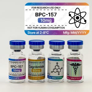 Peptide Vial Labels for 3mL & 5mL Vials | 1.5" x 0.75" Labels | Waterproof, Oil-Proof, Durable