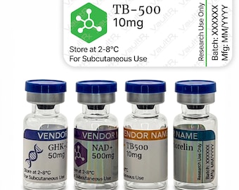 Peptide Vial Labels for 3mL & 5mL Vials | 1.5" x 0.75" Labels | Waterproof, Oil-Proof, Durable