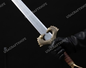Handmade Wonder Woman Stainless Steel Viking Medieval Templars Sword with Leather Sheath