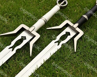 Handmade Witcher 2 Sword Master Sword , Geralt Of Rivia Feline Steel Silver sword With Leather Sheath