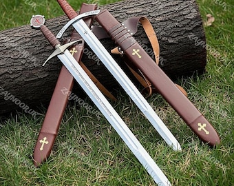 Historical Knights Templar Sword Replica High Carbon Steel Faithkeeper Sword Viking Medieval Swords with Scabbard