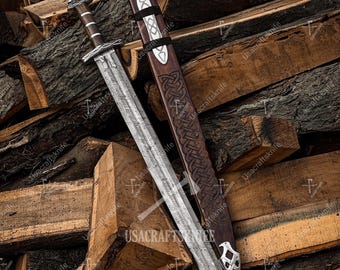 Handmade Northmen Damascus Viking Medieval Swords With Wooden Scabbard