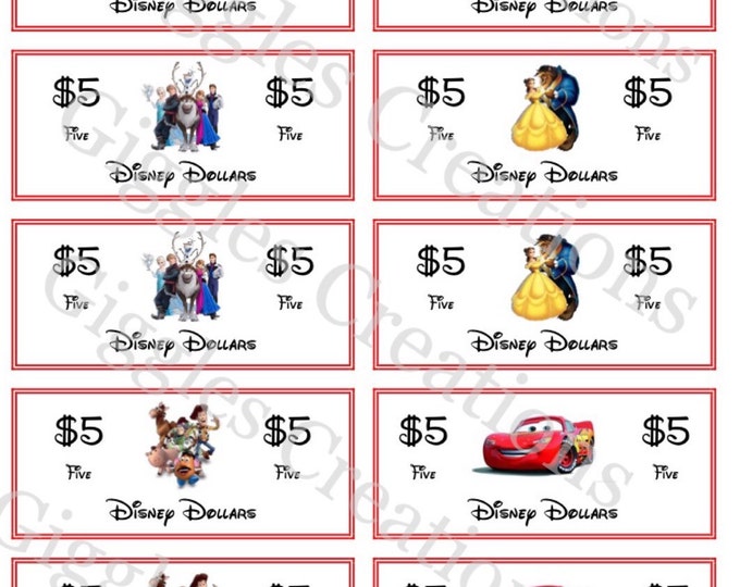 printable disney money disney dollars instant download etsy