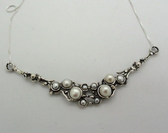 Halsband med hänge i sterlingsilver och pärla - Hadar Smycken
