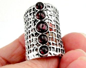 Ring red garnet ,silver ring , garnet ring ,sterling silver 925 israel  jewelry any size hadar jewelry (1142b)