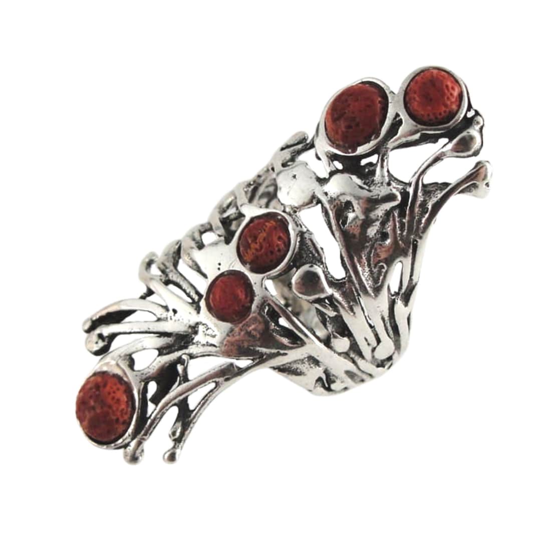 Unique Israeli Rings Long Sterling Silver Coral Ring Unique Ring Israeli Jewelry - Etsy