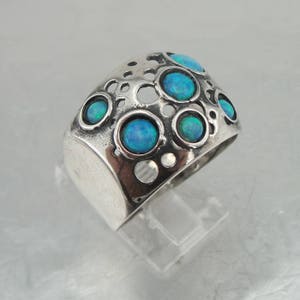 Fine Opal Ring, 925 Sterling Silver Size 8.5, Blue Stone Ring. Blue Opal Ring