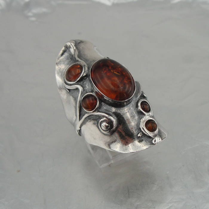 Great Handcrafted 925 Sterling Silver Amber woman unique Ring | Etsy