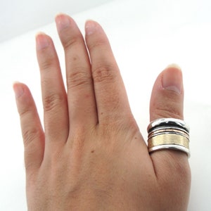 STUNNING Bold Chunky and Wide Ring Made of Mix Metals: - Etsy