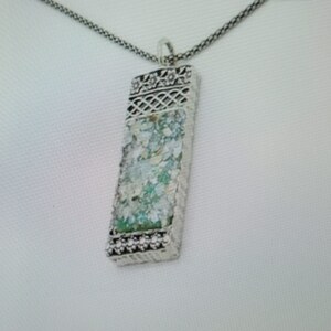 Roman Glass Pendant, Sterling Silver Pendant, Silver Filigree Pendant, Roman Glass Necklace, Handmade Jewelry, Israeli design, Hadar Jewelry
