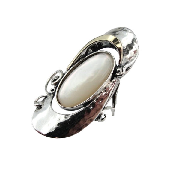 Gold 9k Silver 925 Ring handcrafted Silver Ring M.o.pearl 10X20
