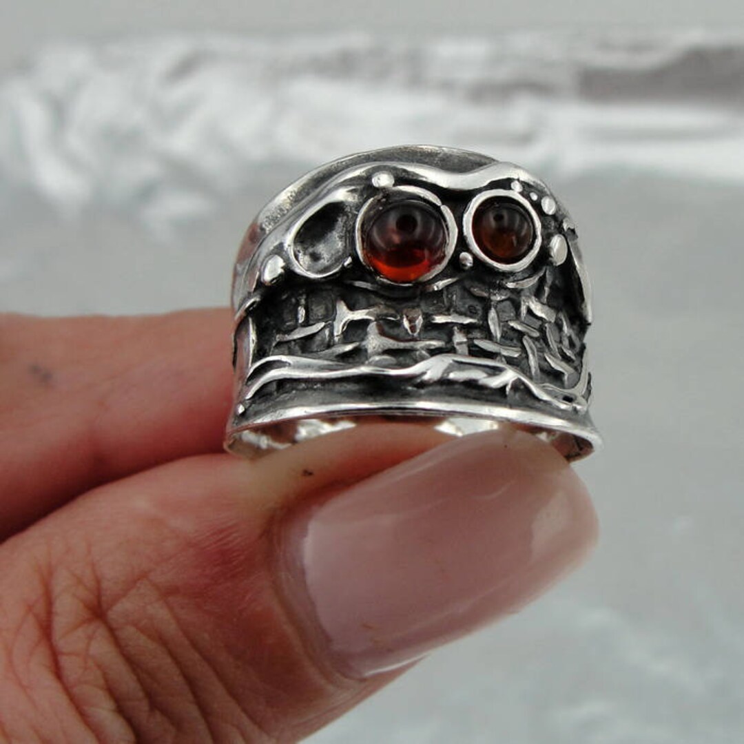 Unique Israeli Rings Israeli Design 925 Sterling Silver Amber Net Unique Ring - Etsy