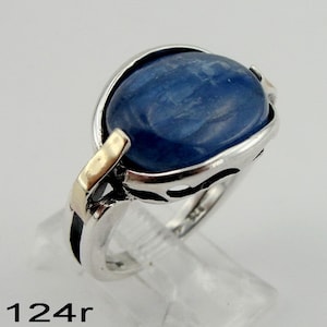 925 Blue Ring, Kyant Handcrafted 9k Yellow Gold & 925 Sterling Silver Ring,