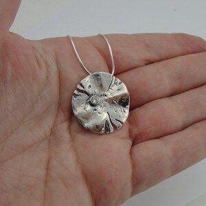 Zircon Pendant, Sterling Silver pendant, Handmade Silver Necklace, Long Silver pendant, Circle Silver pendant, Israeli Design, Hadar Jewelry