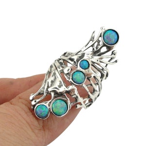 opal ring, Long Sterling silver ring with opal ,Israeli designer, Long ring, finger ring, multi gemstone ring, sterling silver ring, middle finger ring, men ring, women ring, unisex ring, Christmas ring, Christmas gift, Mosaic opal, blue opal, unique