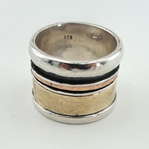 STUNNING Bold Chunky and Wide Ring Made of Mix Metals: - Etsy