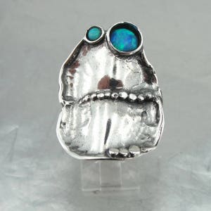 opal  Ring, 925 Stunning Sterling Silver opal Ring, Handcrafted Ring, Israel Jewelry,  blue Stone Ring (167)