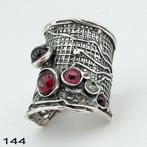 Handgefertigter Sterling Silber Granat Ring Größe 8, Roter Stein 925 Silber Ring, Januar Geburtsstein, Geburtstagsgeschenk, Jeden Tag (H 144)